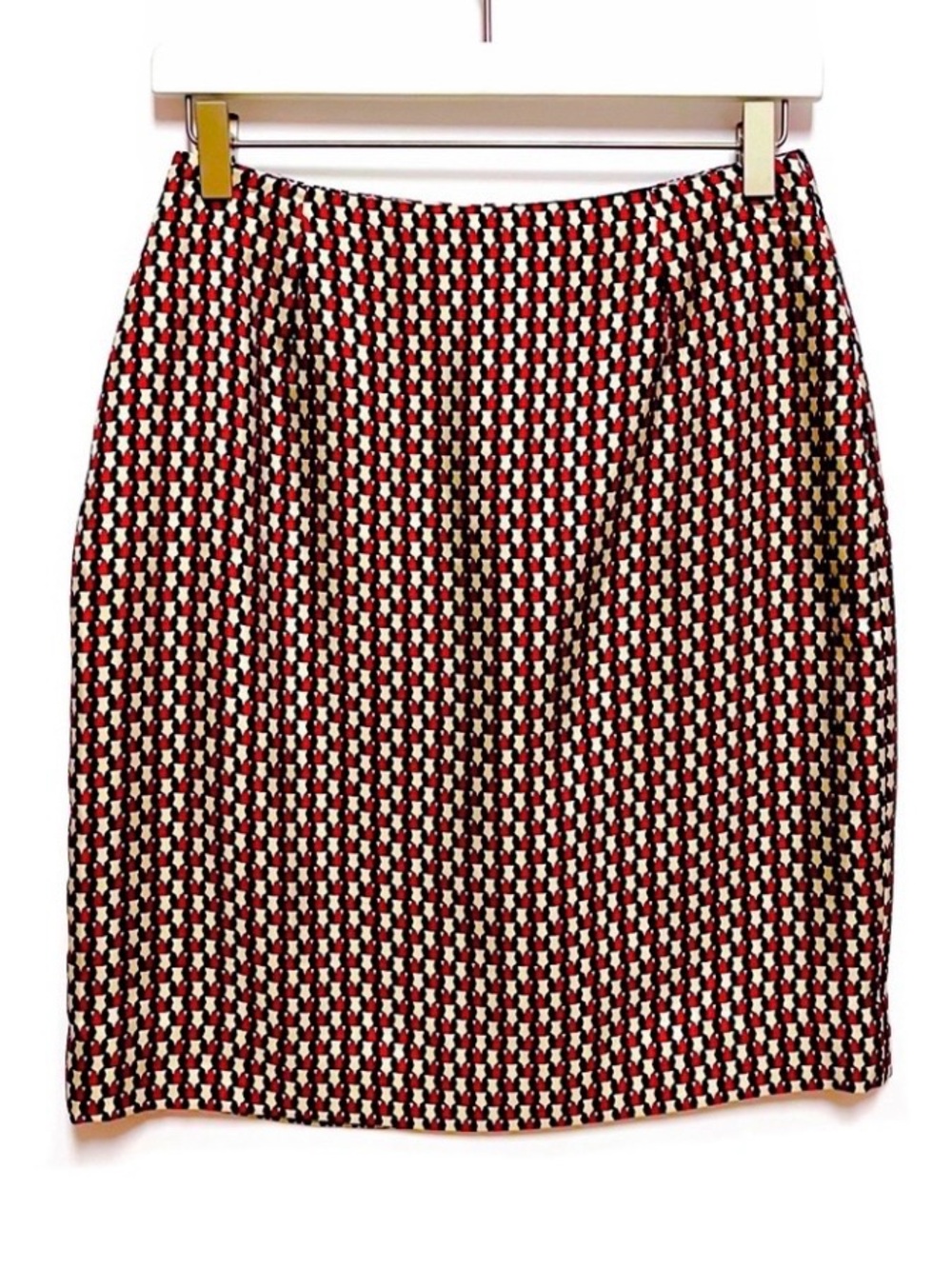 Ann Taylor 100% Silk Pencil Skirt Size 2 Geometric Print Career Office Siren - Picture 2 of 9